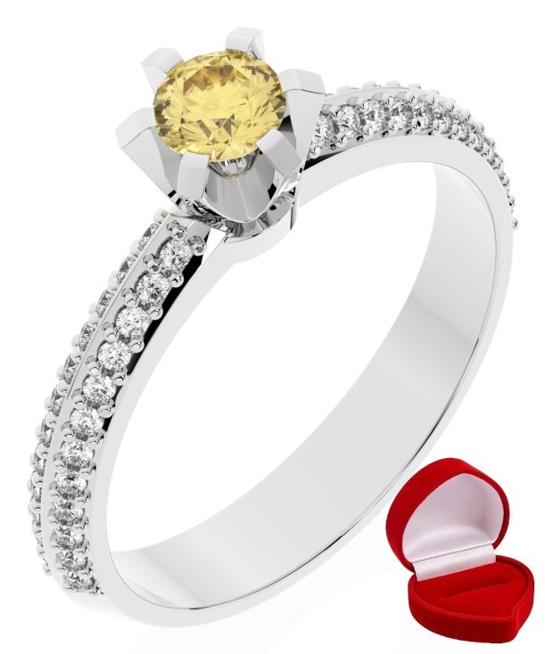 ZŁOTY PIERŚCIONEK ZARĘCZYNOWY 585 14k SZAFIR 0,19 ct BIAŁE ZŁOTO R22