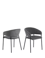 Krzesła - Krzesło do jadalni Ann, tapicerowane, designerskie, szare, - miniaturka - grafika 1