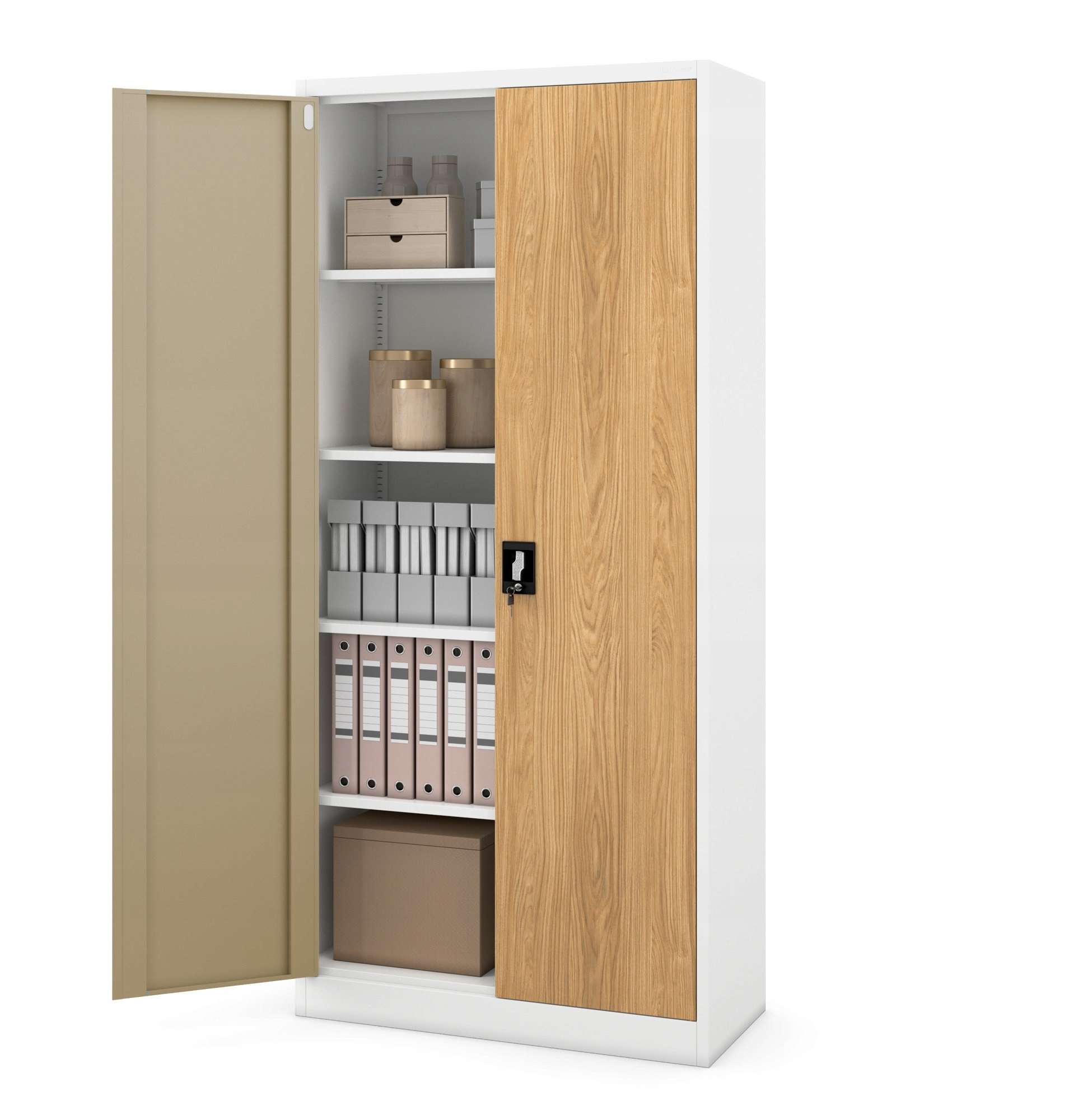 Jan Nowak Szafa na dokumenty biała/złoty dąb: Eco* Design JAN H