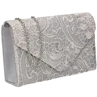 Torebki damskie - SwankySwans Rachel damska koronkowa torebka na imprezę studniówkę ślub wieczór kopertówka torebka, Srebrny - miniaturka - grafika 1