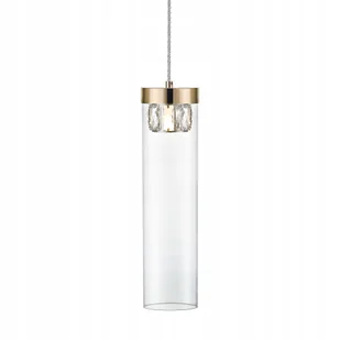 Gem Lampa wisząca szklana z kryształem złoto francuskie 1xG9 - Lampy sufitowe - miniaturka - grafika 1
