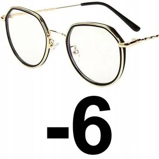 Okulary korekcyjne minusy czarno-złote -6 - Okulary korekcyjne, oprawki, szkła - miniaturka - grafika 1