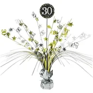 Balony i akcesoria - Obciążnik do balonów, Bukiet "30 Urodziny", srebrno - złoty, 250 g - miniaturka - grafika 1