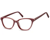 Okulary korekcyjne, oprawki, szkła - Damskie okulary optyczne zerówki kocie oczy Sunoptic CP117D bordowe - miniaturka - grafika 1