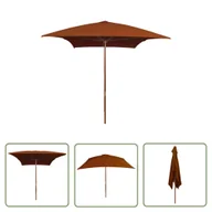 Parasole ogrodowe - The Living Store Parasol ogrodowy na drewnianym słupku - terakota - 200x300 cm - Parasol Ogrodowy - miniaturka - grafika 1