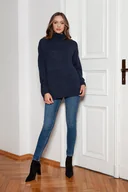 Swetry damskie - Sweter oversize z golfem - SWE148 granat - miniaturka - grafika 1