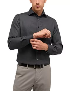 Eterna Męska koszula z długim rękawem Modern FIT Twill Anthracite Structured, 17,5, Antracyt, 44 - Koszule męskie - miniaturka - grafika 1