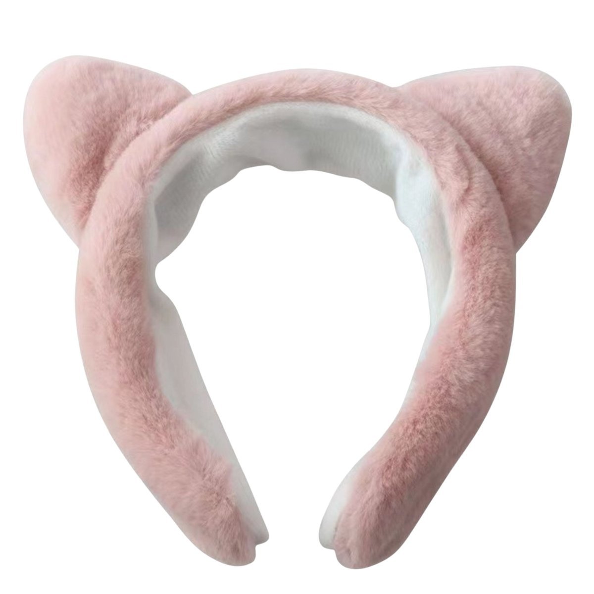 Opaska do Włosów Różowa Szeroka z Kocimi Uszami Pluszowa Ciepła i Wygodna