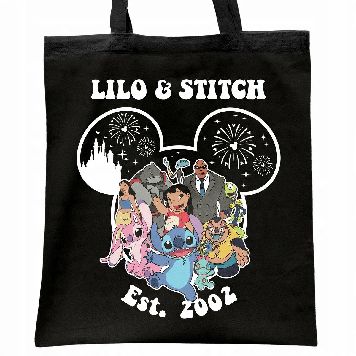 Torba bawełniana czarna na zakupy Stitch Lilo i Stich Dla Fanów