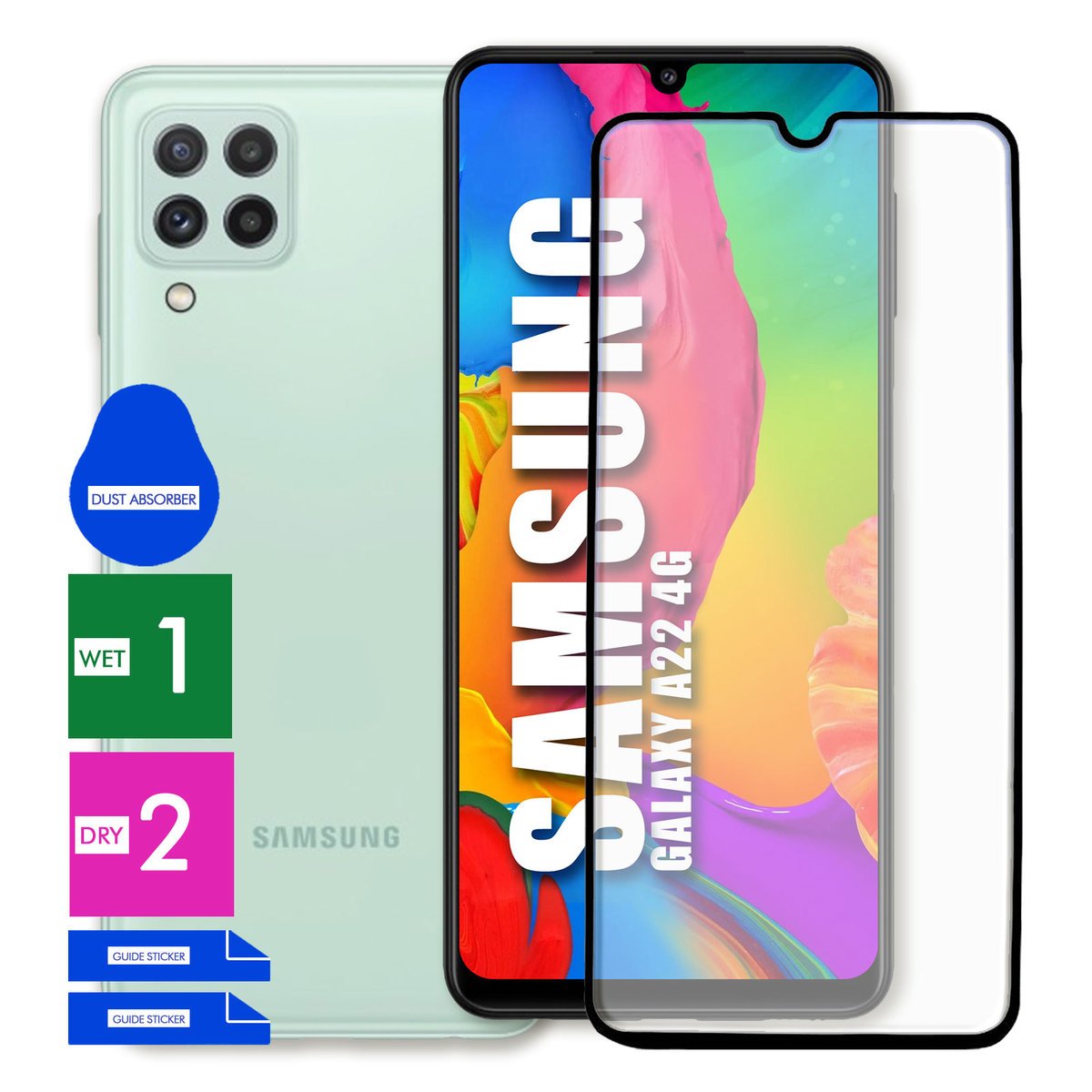 SZKŁO OCHRONNE DO SAMSUNG GALAXY A22 4G HARTOWANE 9H PEŁNE CAŁY EKRAN 5D