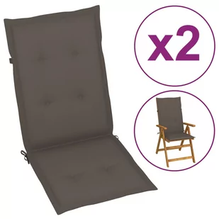 vidaXL Poduszki na krzesła ogrodowe, 2 szt., taupe, 120x50x3 cm - Poduszki ogrodowe - miniaturka - grafika 1