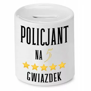 SKARBONKA DLA POLICJANTA NA 5 GWIAZDEK PREZENT z Nadrukiem ze Zdjęciem - Skarbonki - miniaturka - grafika 1