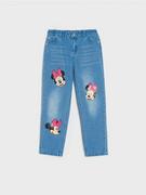 Spodnie i spodenki dla dziewczynek - Sinsay - Jeansy mom Myszka Minnie - niebieski - miniaturka - grafika 1