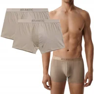 Majtki męskie - SZORTY MĘSKIE BOKSERKI Z MODALEM ATLANTIC 2BMH012 BEŻOWE 2PAK *S* - miniaturka - grafika 1