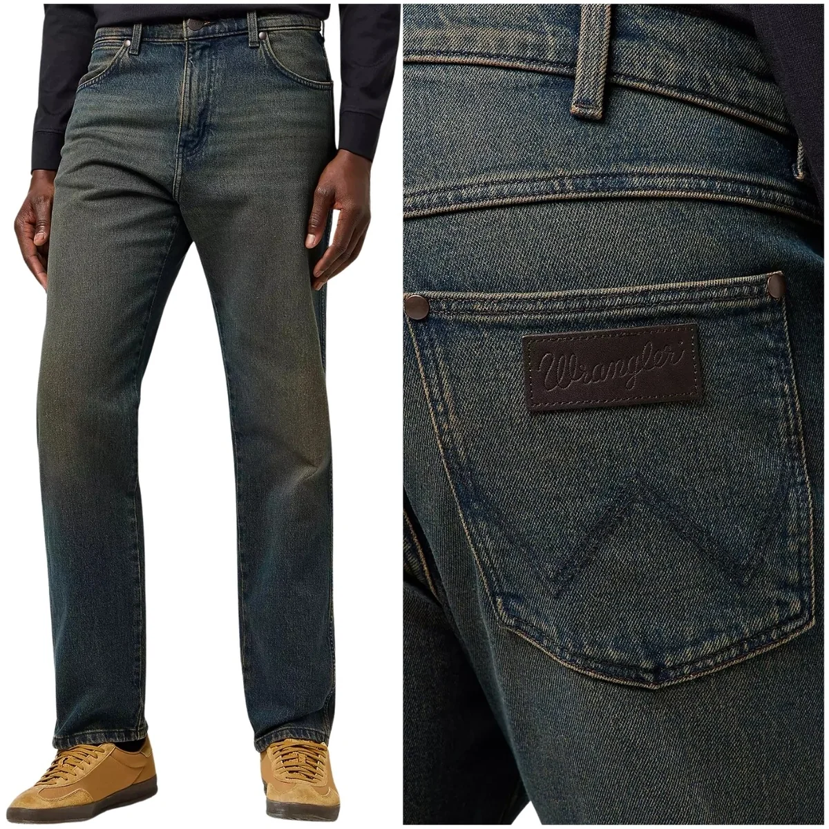 Wrangler Frontier relaxed NebulaBlack luźne proste spodnie jeansowe W38 L34