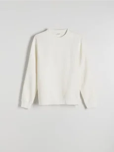 Reserved - Gładka bluza z bawełną - złamana biel - Bluzy męskie - miniaturka - grafika 1