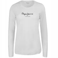 Koszulki i topy damskie - PEPE JEANS KOSZULKA DAMSKA DŁUGI RĘKAW BIAŁA r.S - miniaturka - grafika 1
