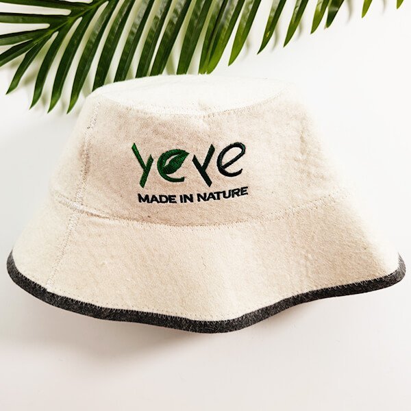 Czapka do sauny bucket hat ecru z 100% naturalnej wełny filcowej