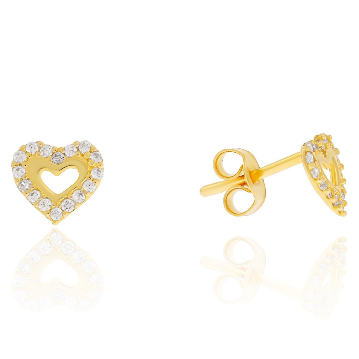Złote kolczyki sztyfty serduszka z cyrkoniami pr.333