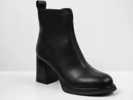 Botki damskie - Czarne skórzane botki damskie Cambell 60304 klocek eleganckie r.40 - miniaturka - grafika 1