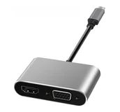 Kable - Kabel Typ C męski do HDMI żeński 4k 30Hz + SVGA 15pin żeński ART 15cm - miniaturka - grafika 1