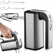 Miksery - Mikser robot kuchenny ręczny 5 prędkości TURBO 300 W - srebrny Mikser robot kuchenny ręczny 5 prędkości TURBO 300 W - srebrny - miniaturka - grafika 1