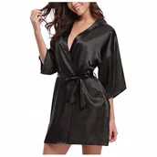 Bielizna nocna - Satynowy szlafrok damski satyna podomka - S - miniaturka - grafika 1