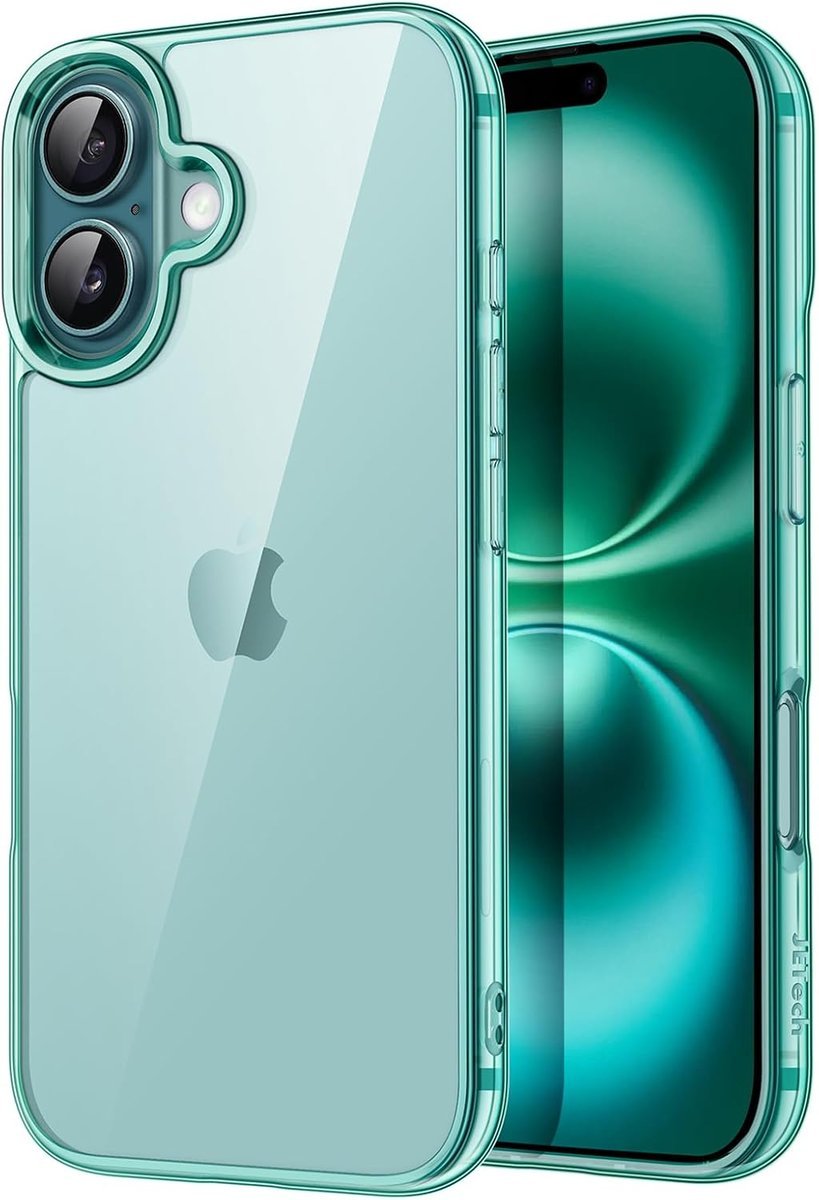 JETech Etui dla iPhone 16 6,1 Cala, Nieżółknące Odporne na Wstrząsy na Bumper Telefonu Osłona, Odporny na Zarysowania Przejaśniać Tył (Niebiesko Zie..