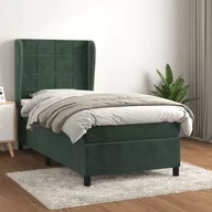 Łóżka - Lumarko Łóżko kontynentalne z materacem, zielone, aksamit, 80x200 cm - miniaturka - grafika 1