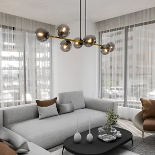 Euluna Lampa wisząca Glassy, 8-punktowa, czarny/złoty/grafitowy - Lampy sufitowe - miniaturka - grafika 2