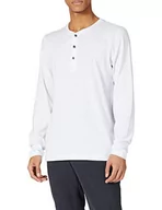 Koszulki męskie - camel active Męska koszulka z długim rękawem Henley z listwą guzikową z bawełny ekologicznej, biały (biały), 5XL - miniaturka - grafika 1