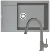 Zlewozmywaki z baterią - Zestaw granitowy Franke Zlewozmywak Maris MRG 611-78 XL + Bateria Lina pull out Szary  od 89 zł! - miniaturka - grafika 1