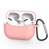 Akcesoria do słuchawek - Hurtel Etui do AirPods Pro silikonowy miękki pokrowiec na słuchawki + brelok karabińczyk zawieszka różowy (case D) - miniaturka - grafika 1