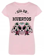 Koszulki i topy damskie - T-Shirt damski nadruk kolorowe CZASZKI r.S - miniaturka - grafika 1