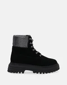 Botki damskie - Czarne zamszowe botki - Venezia - miniaturka - grafika 1