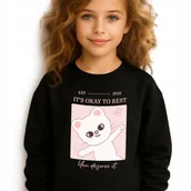 Bluzy dla dziewczynek - Bluza Dziecięca Czarna IT'S OKAY TO REST Prezent Muzyka KPOP Wz Rozm 152 cm - miniaturka - grafika 1