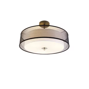 QAZQA Nowoczesna lampa sufitowa czarno-biała 50 cm 3-punktowa - Drum Duo - Oprawy, klosze i abażury - miniaturka - grafika 1