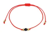 Bransoletki - Czerwona sznurkowa bransoletka szczęścia turmalin ochrona - miniaturka - grafika 1