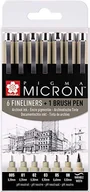 Dekoratorstwo - Zestaw Pigma Micron Black set 6+1Sakura SA319 - miniaturka - grafika 1