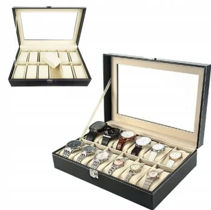Pudełko Etui Organizer Szkatułka na Zegarki 12szt - Akcesoria do zegarków Pudełko Etui Organizer Szkatułka na Zegarki 12szt - Akcesoria do zegarków - miniaturka - grafika 1