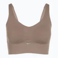 Bielizna sportowa damska - Biustonosz treningowy Nike Alate Medium Support Longline mink brown/white WYSYŁKA W 24H 30 DNI NA ZWROT - miniaturka - grafika 1