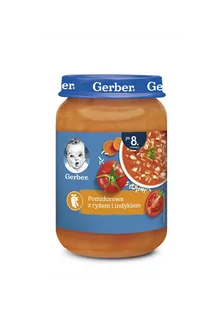 Gerber Zupka pomidorowa z ryżem i indykiem - bez glutenu, masła, soli i dodatków - Dania dla dzieci - miniaturka - grafika 1