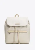 Plecaki - Plecak damski z klapą i troczkiem kremowy - miniaturka - grafika 1