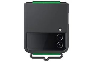 Samsung Etui na telefon Galaxy Z Flip 4, silikonowe etui ochronne na telefon z uchwytem na palec, matowe wykończenie, miękka powierzchnia, ręczne wzornictwo, wersja amerykańska, czarne - Etui i futerały do telefonów - miniaturka - grafika 1