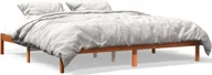 Łóżka - Łóżko z litego drewna wosk brązowy 200x200 cm sosna - miniaturka - grafika 1