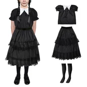 Stroje karnawałowe - ZESTAW WEDNESDAY CZARNY 134-140 4el - miniaturka - grafika 1