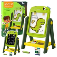 Tablice dla dzieci - Tablica Dwustronna Magnetyczna Suchościeralna Dinozaur Zielona Akcesoria LEAN Toys - miniaturka - grafika 1