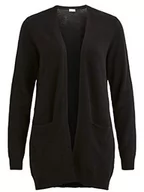 Swetry damskie - Vila Kobiety Viril L/S Open Knit Cardigan-Noos Kardigan, Czarny, S - miniaturka - grafika 1