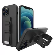 Etui i futerały do telefonów - Rope case żelowe etui ze smyczą łańcuszkiem torebka smycz Xiaomi Redmi Note 10 / Redmi Note 10S czarny - miniaturka - grafika 1