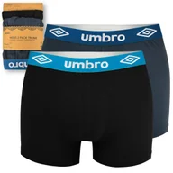 Majtki męskie - UMBRO Bokserki Męskie 2 sztuki Bawełna Czarny Niebieski Guma Logo Rozmiar XL - miniaturka - grafika 1